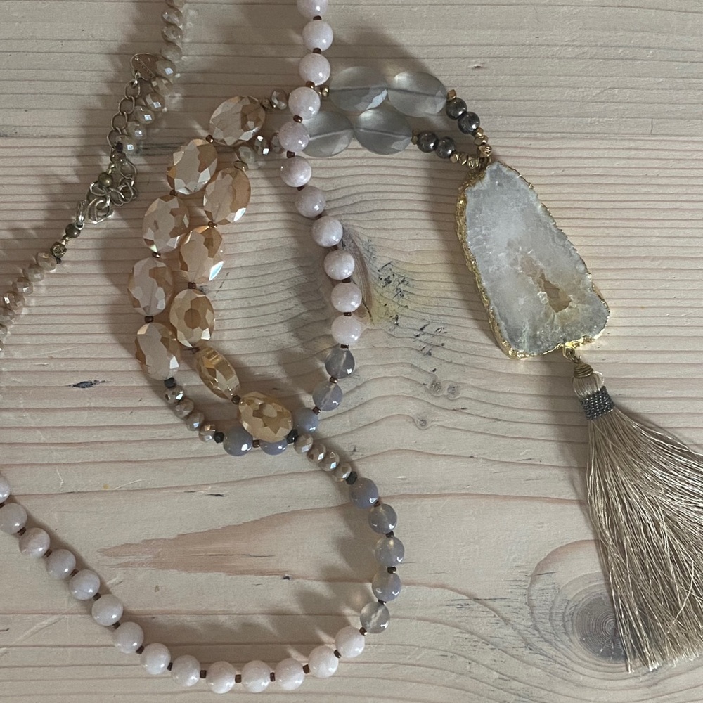 Anthropologie Crystal Necklace with Tassel